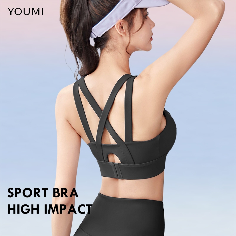 YOUMI Braa Sport Pakaian Dalam Wanita Anti Guncang Push Up Bra Tank Top Bh Tanpa Kawat