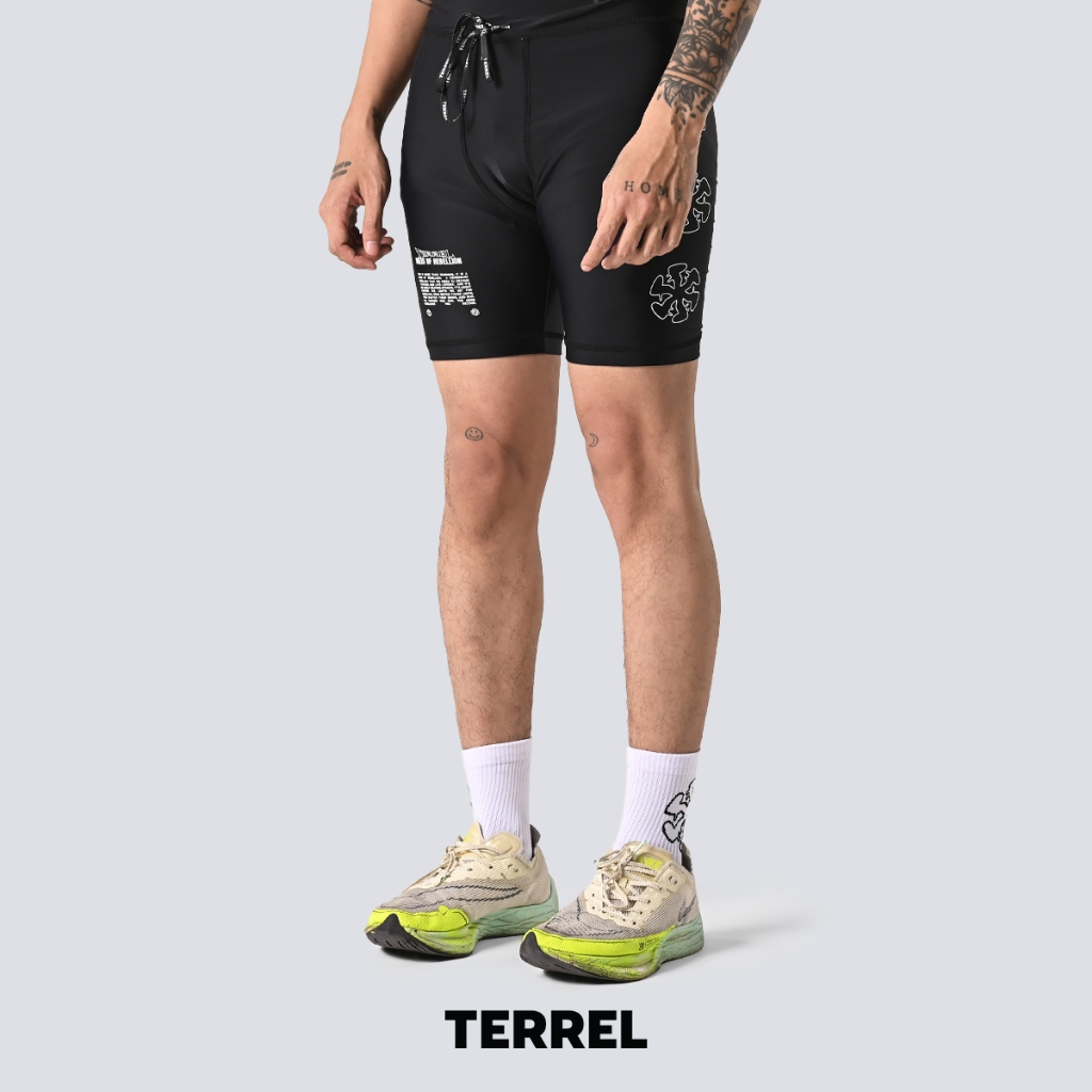 Terrel Sportswear - Running MoR Tight Inked Black Men | Celana Compression Pria Legging