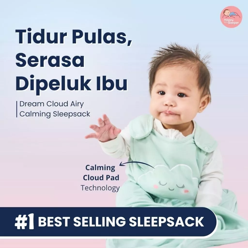 HappyLittleSleeper Dream Cloud Calming Sleepsack 95% Natural Bamboo with Calming Cloud Pad - Airy Series (FREE GIFT Cussons Baby Face & Body Cream)