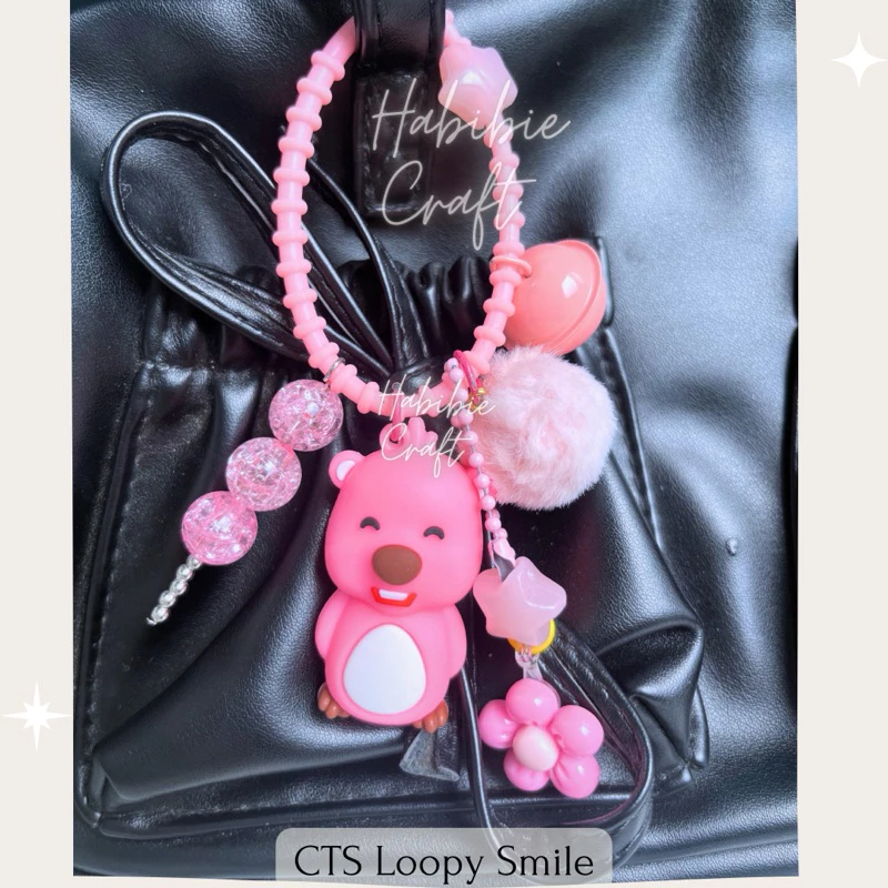 Loopy Pororo Key Chain by Habibie Craft karakter lupi Loopi pink lucu gantungan kunci tas Bag Charm plushie boneka gemas kekinian viral imut cantik tali murah