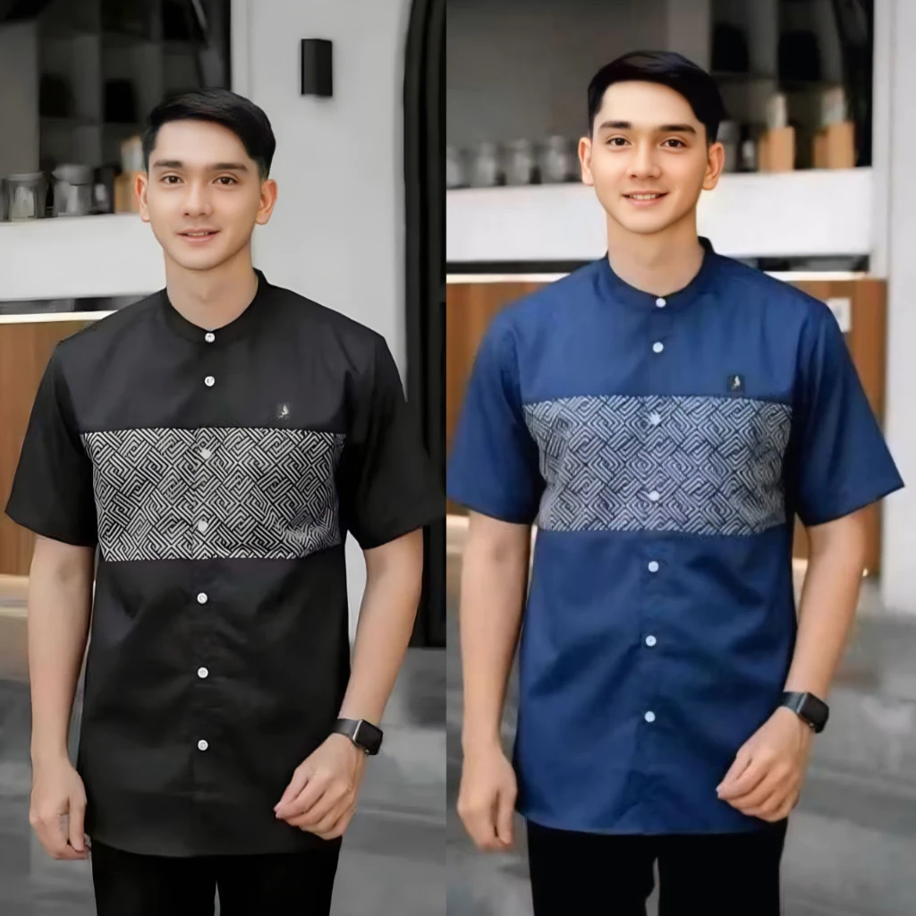 Baju Koko Pria Bordir Kurta Dewasa Lengan Pendek Pakistan Matt Catton Adem Serap Keringat