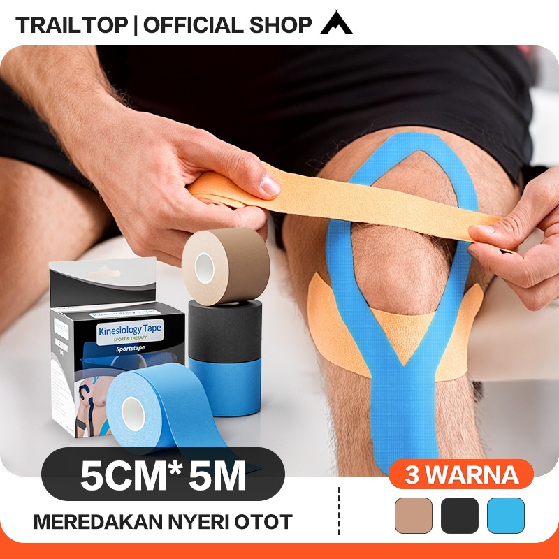 TrailTop Kinesio Tape 5cm x 5m Kinesio Tape Ankle Taping Olahraga Otot Plester Tangan
