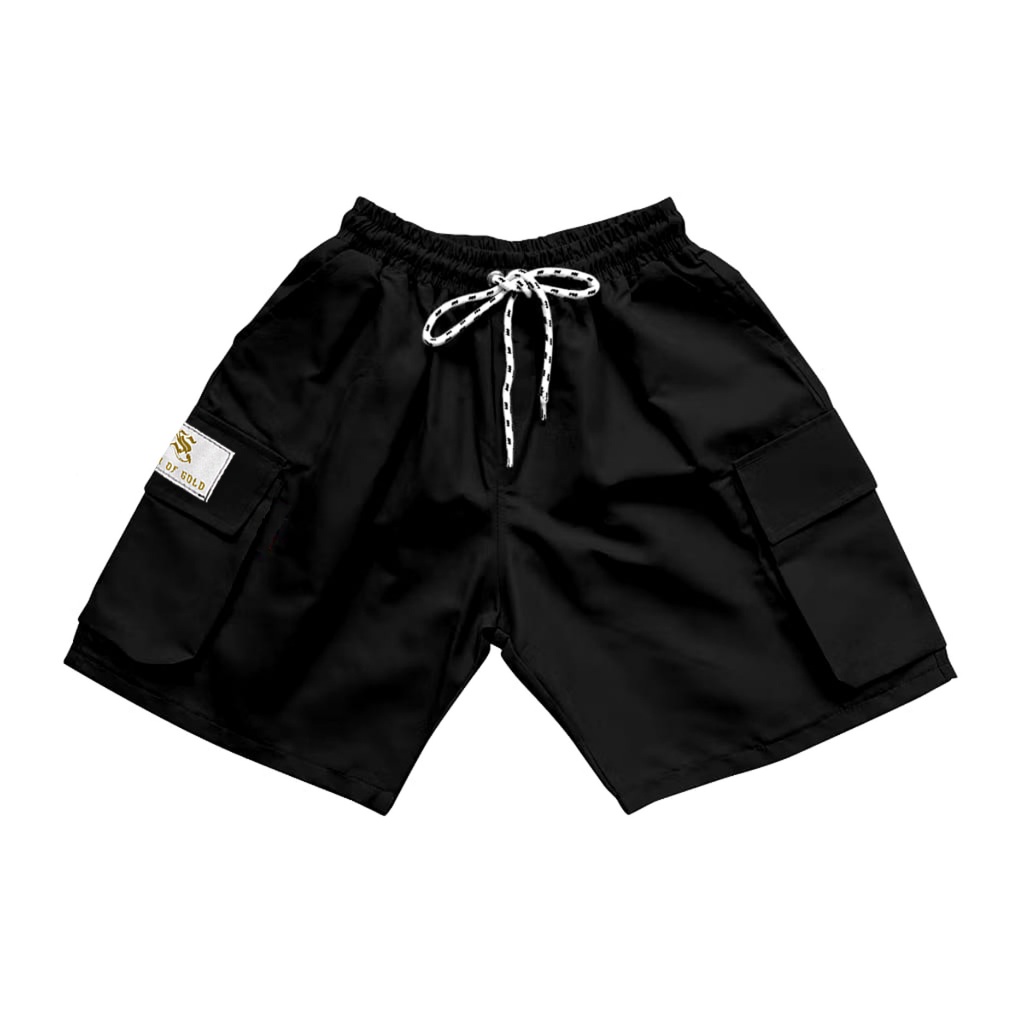 SPECK OF GOLD - Celana Cargo Pendek Pria Hitam Matt Polymicro