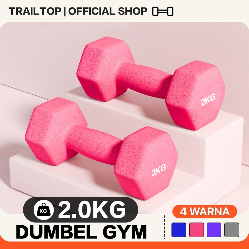 Trailtop Dumbell 2kg Sepasang Barbel 2kg Dumbbell Neoprene Anti slip Alat Fitnes Gym Home