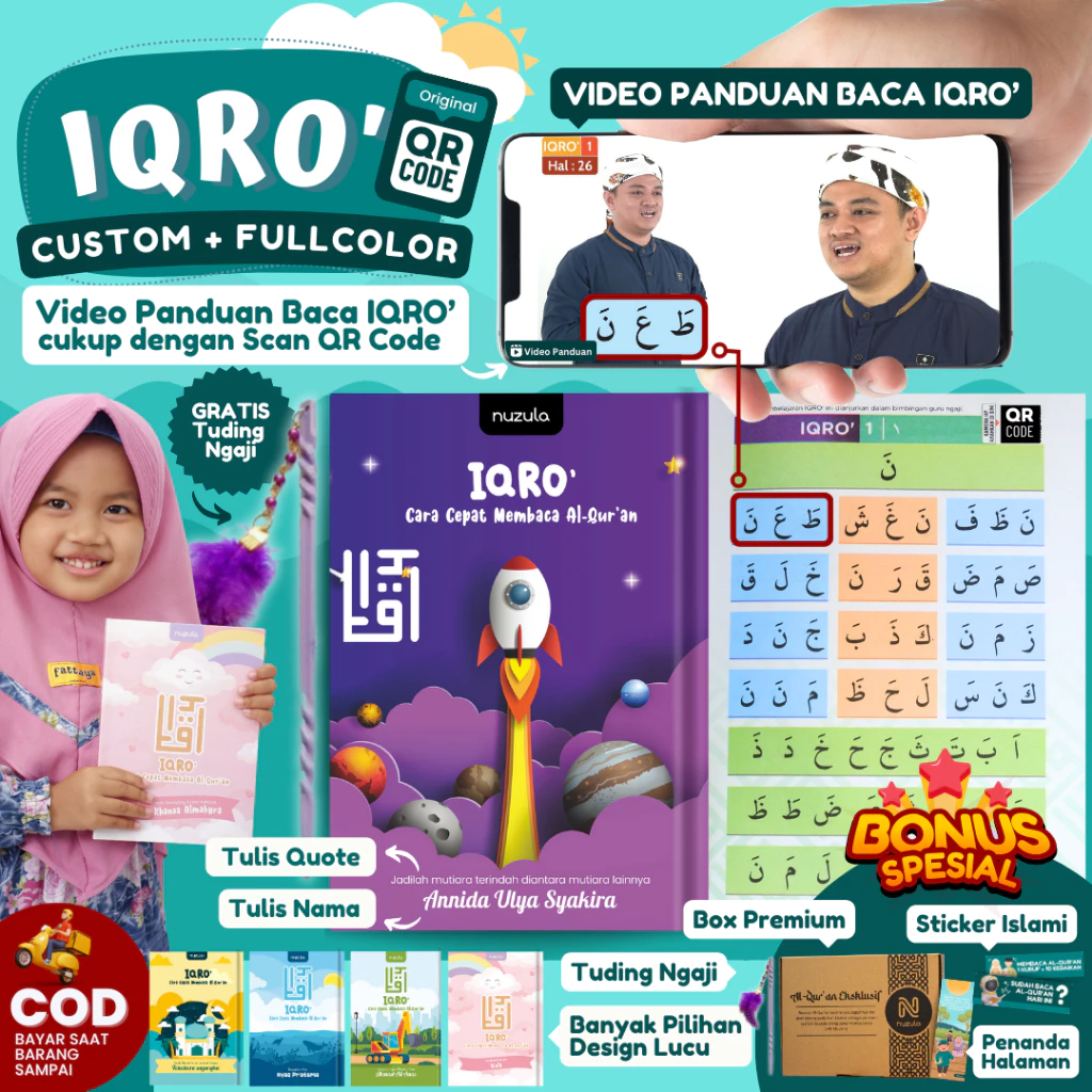 Nuzula Kids Iqro - Custom Eksklusif Tulis Nama Hadiah & Kado Anak