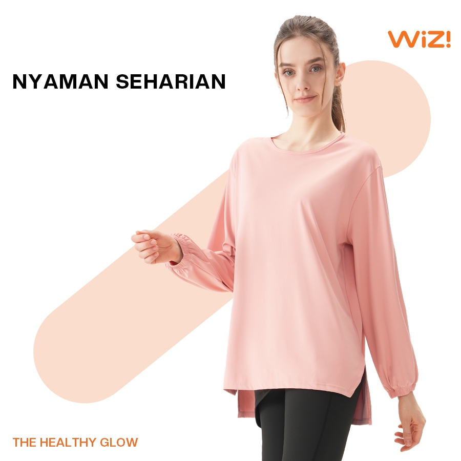 WiZi Atasan Olahraga Wanita Lengan Panjang Baju Olahraga Lari Kaos Nyaman Sehari Elastis
