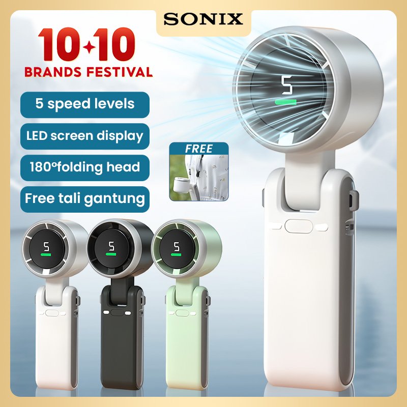 Sonix Kipas Angin Mini Portable SF06 5 Gear Wind dapat dilipat Digital Display Adjustable