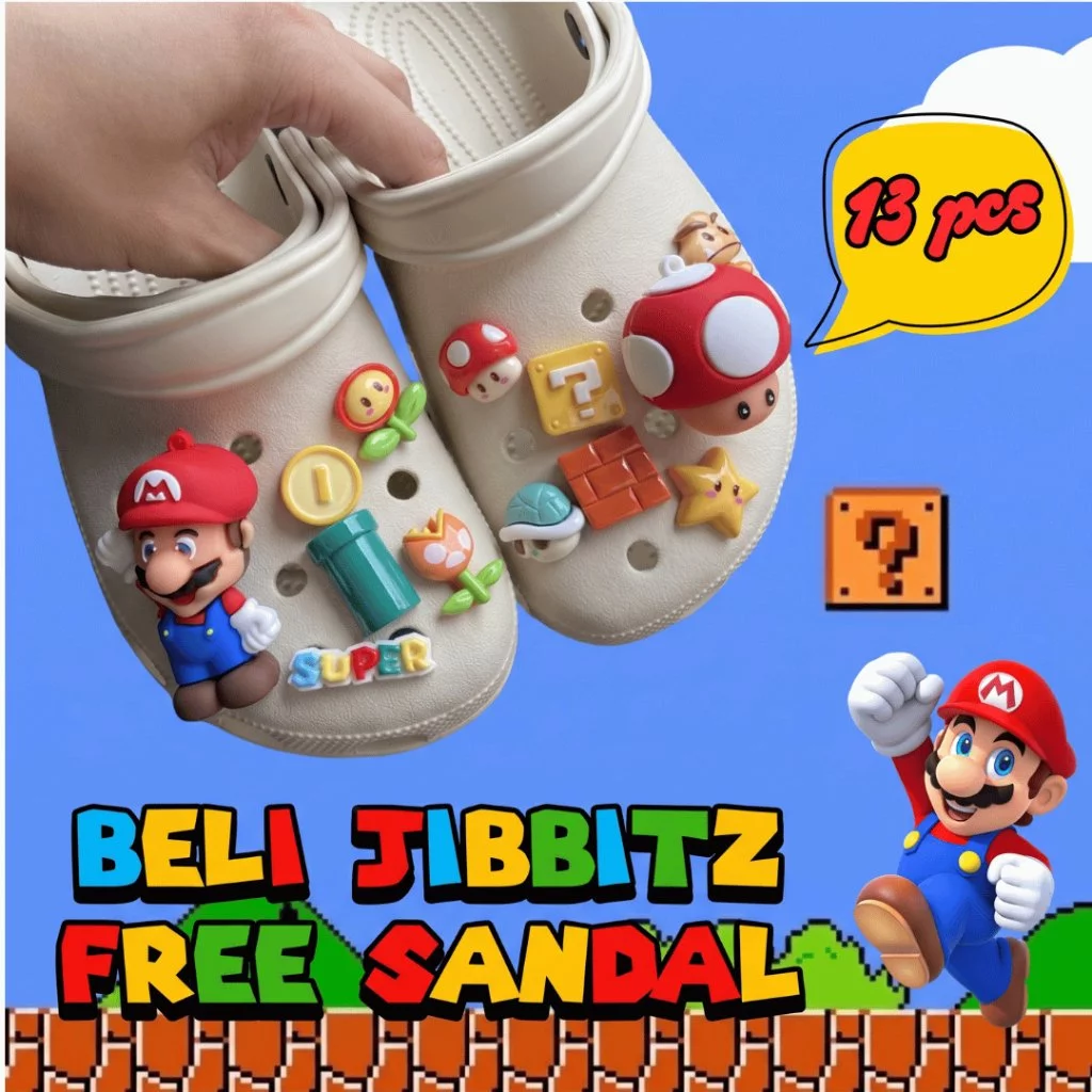 Aksesoris Pin Sandal Lubang DIY Lucu 3D  Fleebitz Set Fleezy Charm Aksesoris Hiasan Sandal Karakter PVC Lucu Viral Terbaru