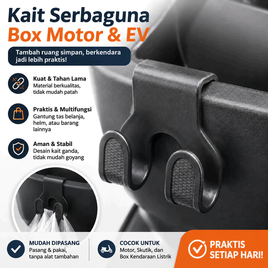 Pengait Kargo Penyimpanan Serbaguna Ganda Tugas Berat untuk Sepeda Motor dan Sepeda
