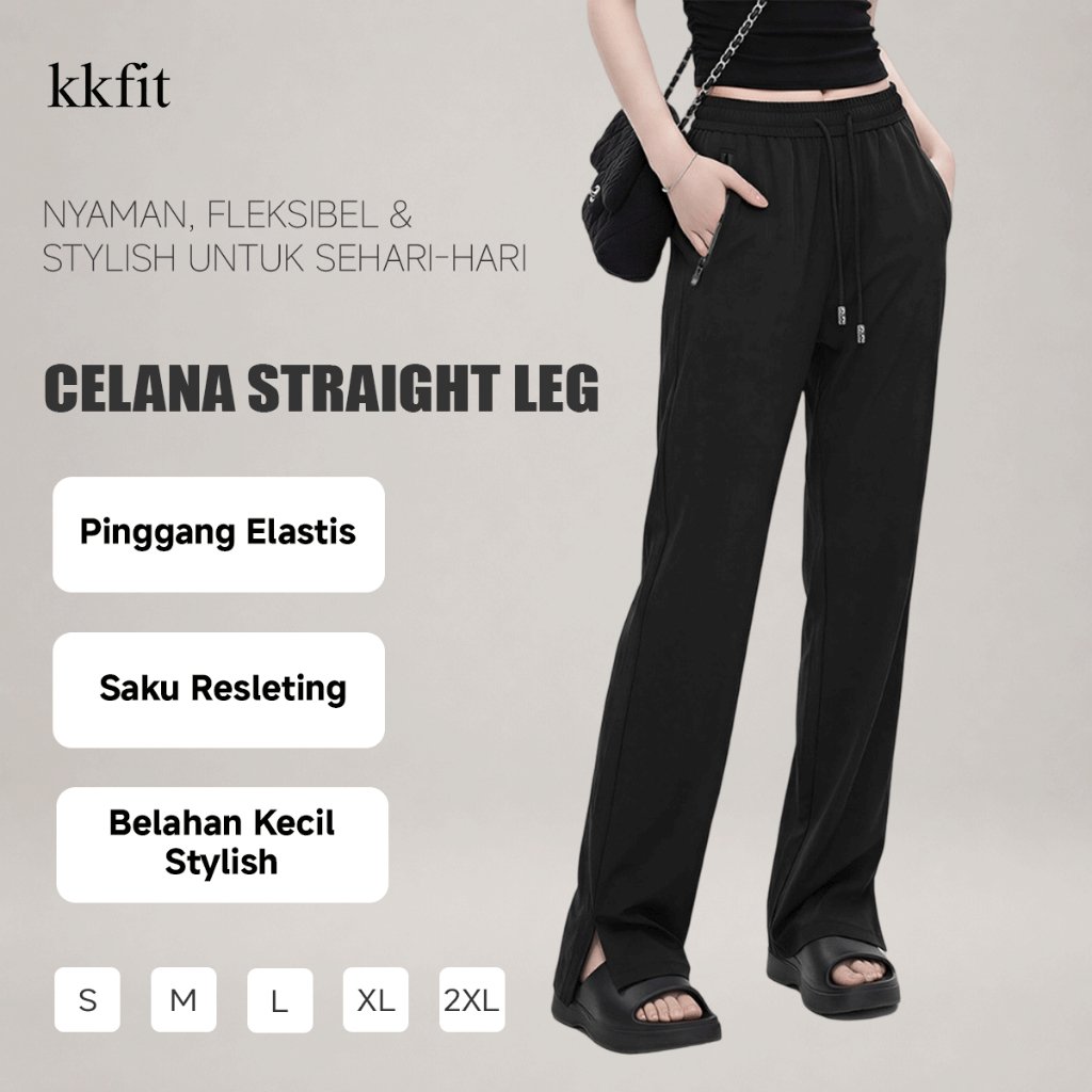 KKFIT CoolFlow™ Celana Wanita Pinggang Tinggi Kasual Pants Celah bawah kaki & dengan