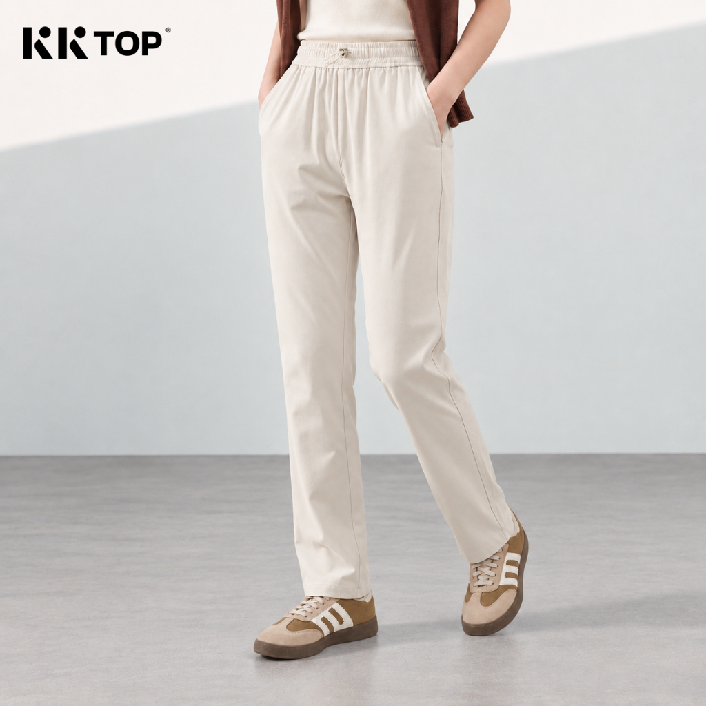KKTOP Celana Wanita Tali Serut Lycra® Premium Loose Lentur Adem Casual Hangout Pant X005