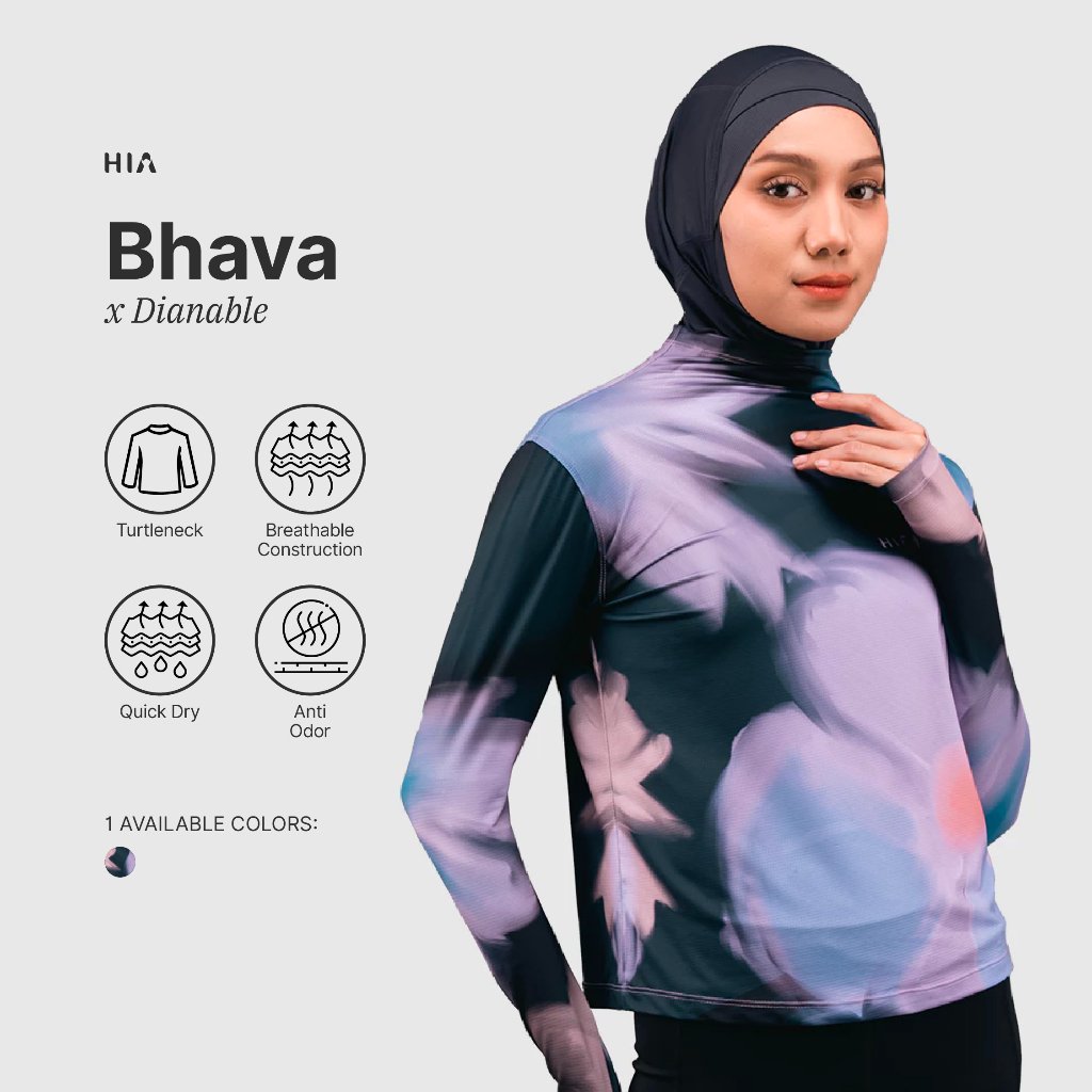 HIA Everywear X Dianable Bhava Printed Baju Olahraga Wanita Running Gym Padel Lari
