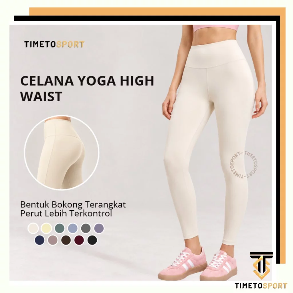 TIMETOSPORT Celana Panjang Yoga Wanita Yoga Legging Celana Olahraga Pinggang Tinggi 1001