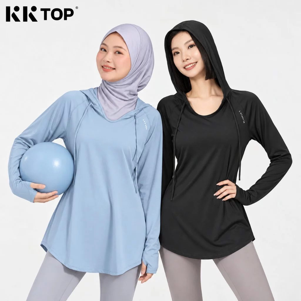 KKTOP-Baju Olahraga Wanita Atasan Hoodie Olahraga Kaos Lengan Panjang Sport Gym (KP001)