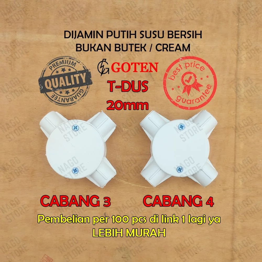 T DUS T DOS CABANG 3 KRESS DUS CABANG 4 20MM TDOS TEDUS TEDOS CONDUIT LISTRIK PUTIH