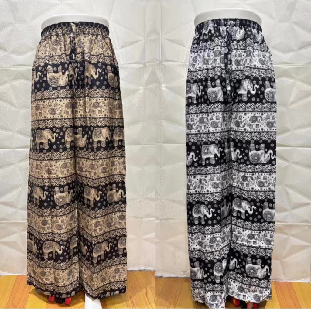 Celana Kulot Panjang Motif Gajah Vintage Rayon