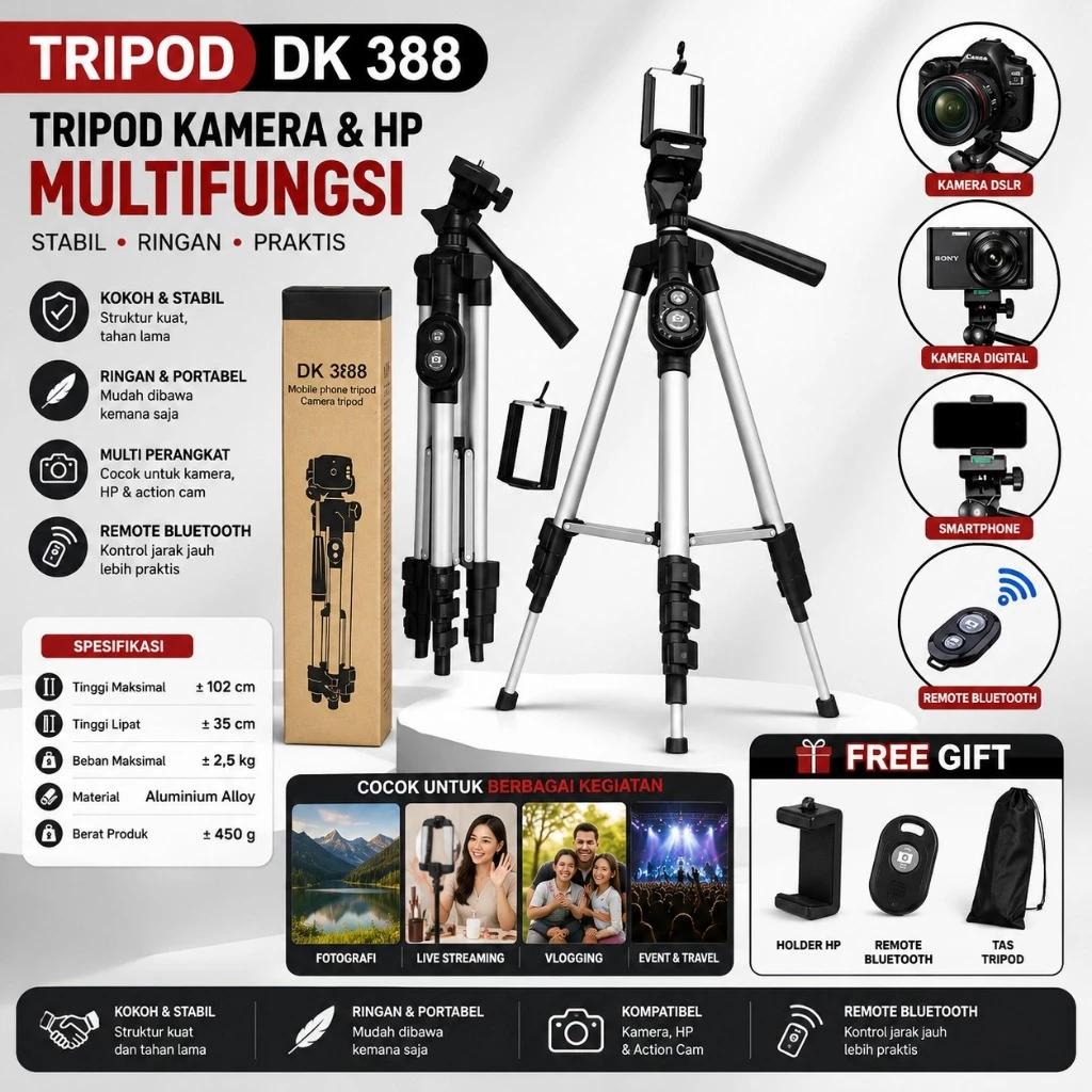Tripod 3888 Bluetooth + Holder U