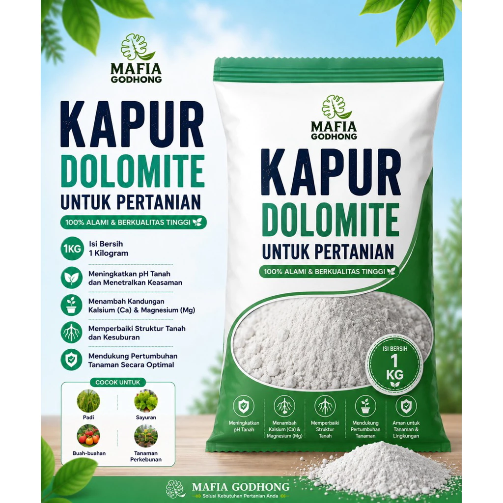 Pupuk Kapur Pertanian Dolomit Halus 1 Kg | Pupuk Tanaman Penetral Tanah