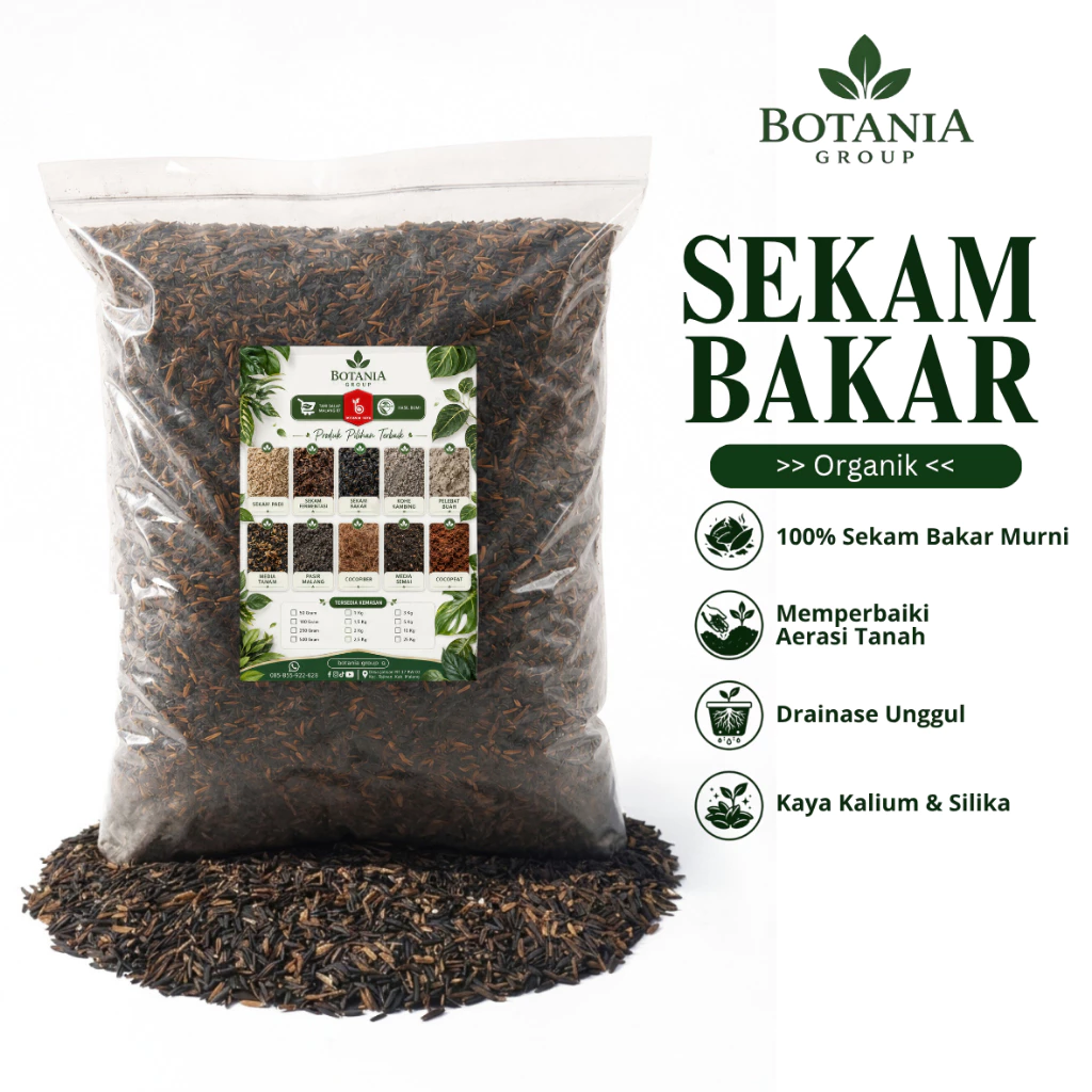 BOTANIA RAYA Sekam Bakar Media Tanam 3 Kg Netto / Premium / Arang Sekam / Media Tanam Ringan & Subur