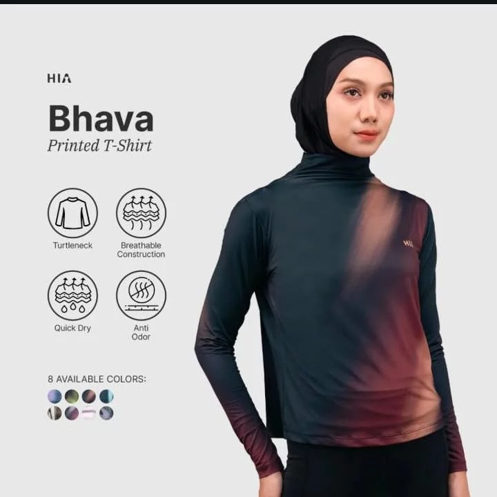 HIA Everywear Bhava Printed Baju Olahraga Wanita Long Sleeve Regular Fit Hecktive Fabric