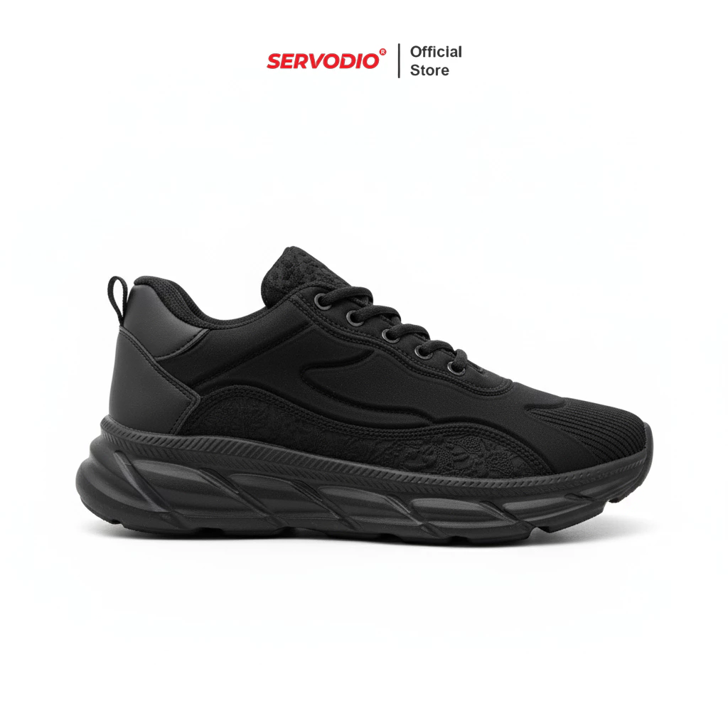 Servodio - Artemis Fans Edition Hitam Polos - Sepatu Sneakers Running Gym Shoes Fashion