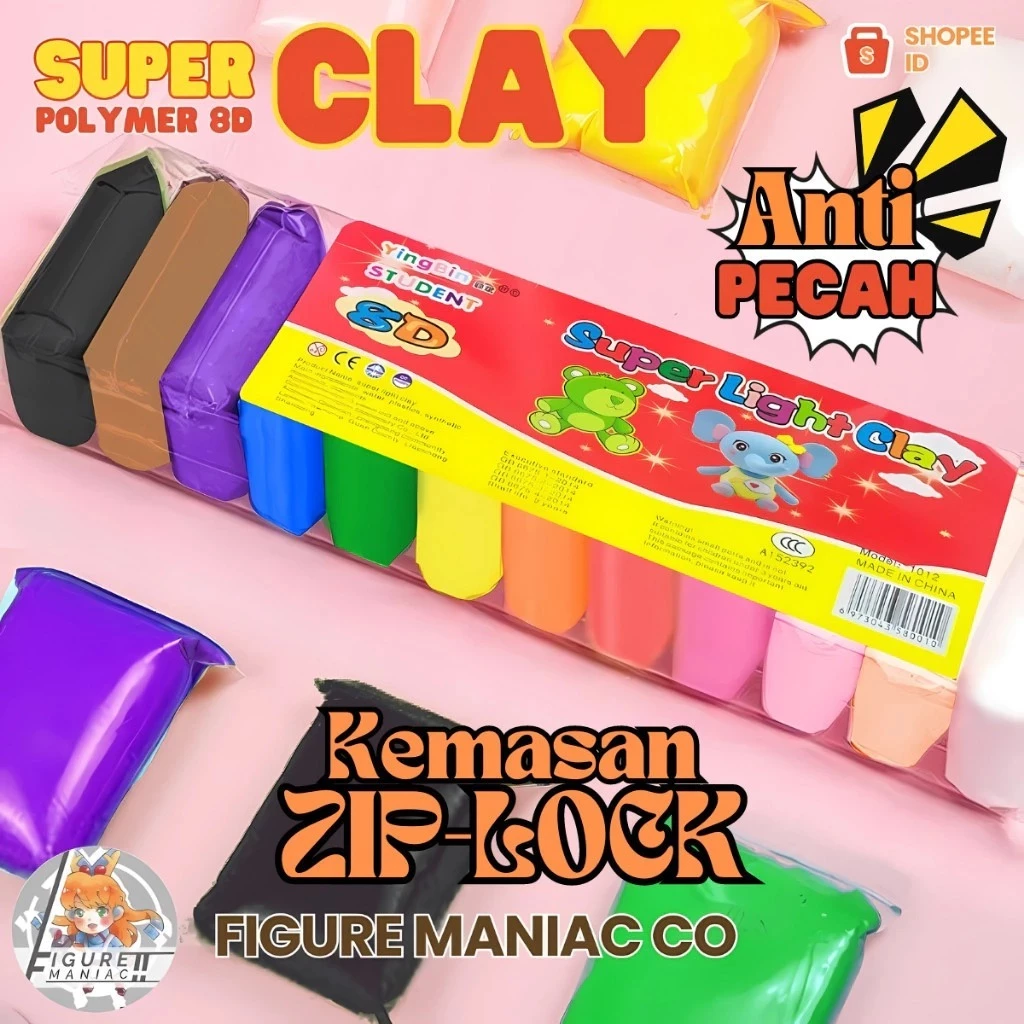 Clay Polymer Clay mainan anak isi 12pcs Clay Jumbo Mainan Anak 70g isi 12warna