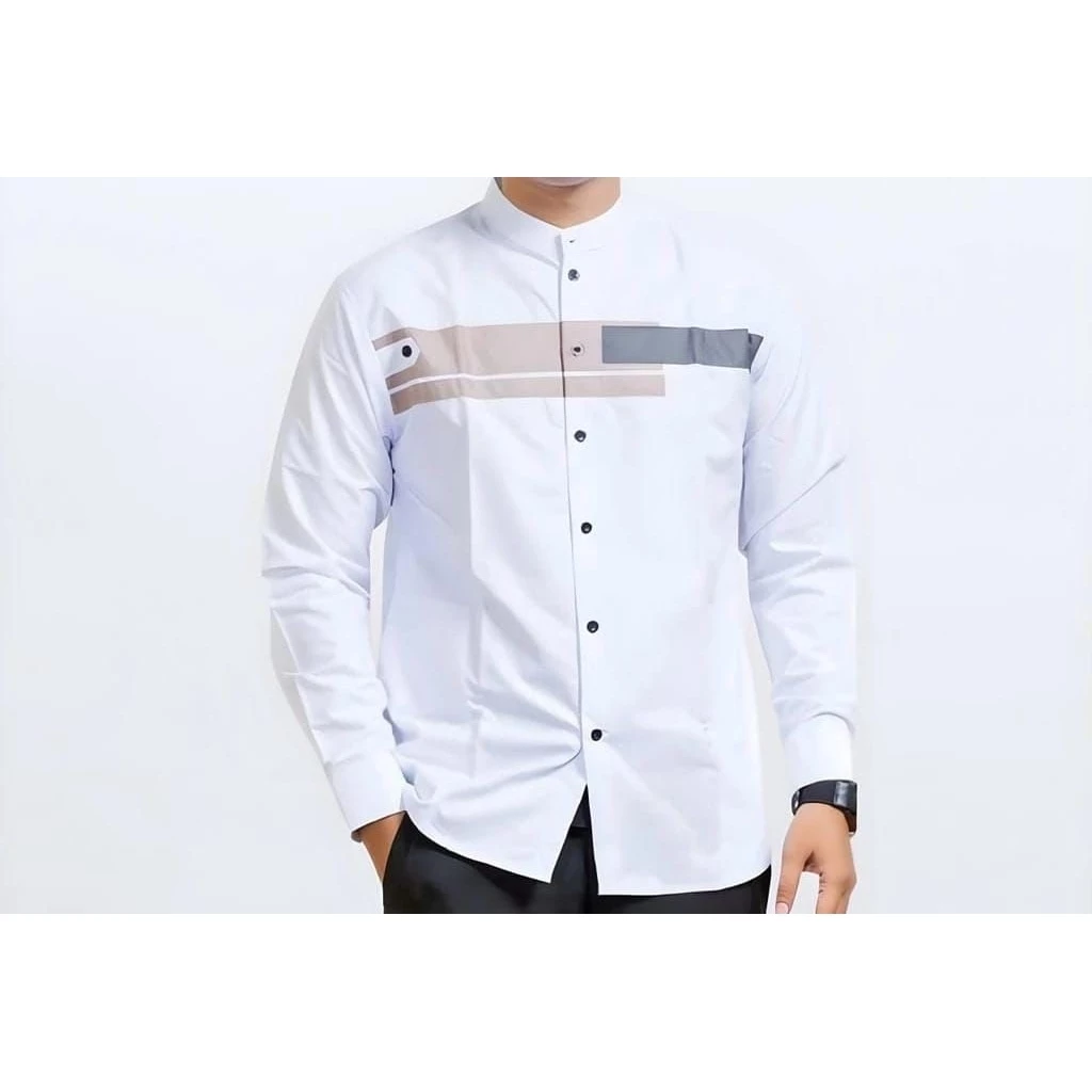 BAJU KOKO PRIA LENGAN PANJANG MOTIF YORDAN KOKO MUSLIM KEKINIAN SIZE M L XL XXL XXXL
