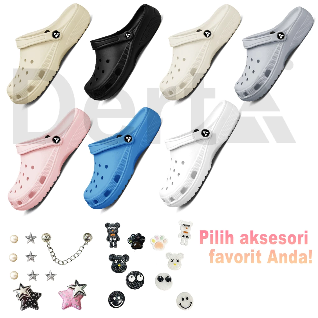 Derta Clog Sendal Baim Wanita LILY Fuji Viral Kekinian Sandal Kodok Sandal Cewek Lucu Size 36-41
