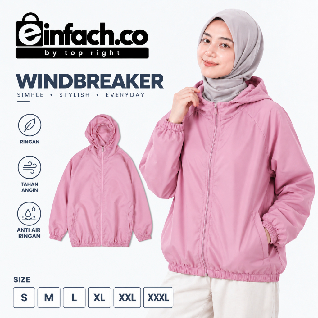 EINFACH - jaket olahraga wanita parasut korean style (Waterproof, outdoor, unisex, warna