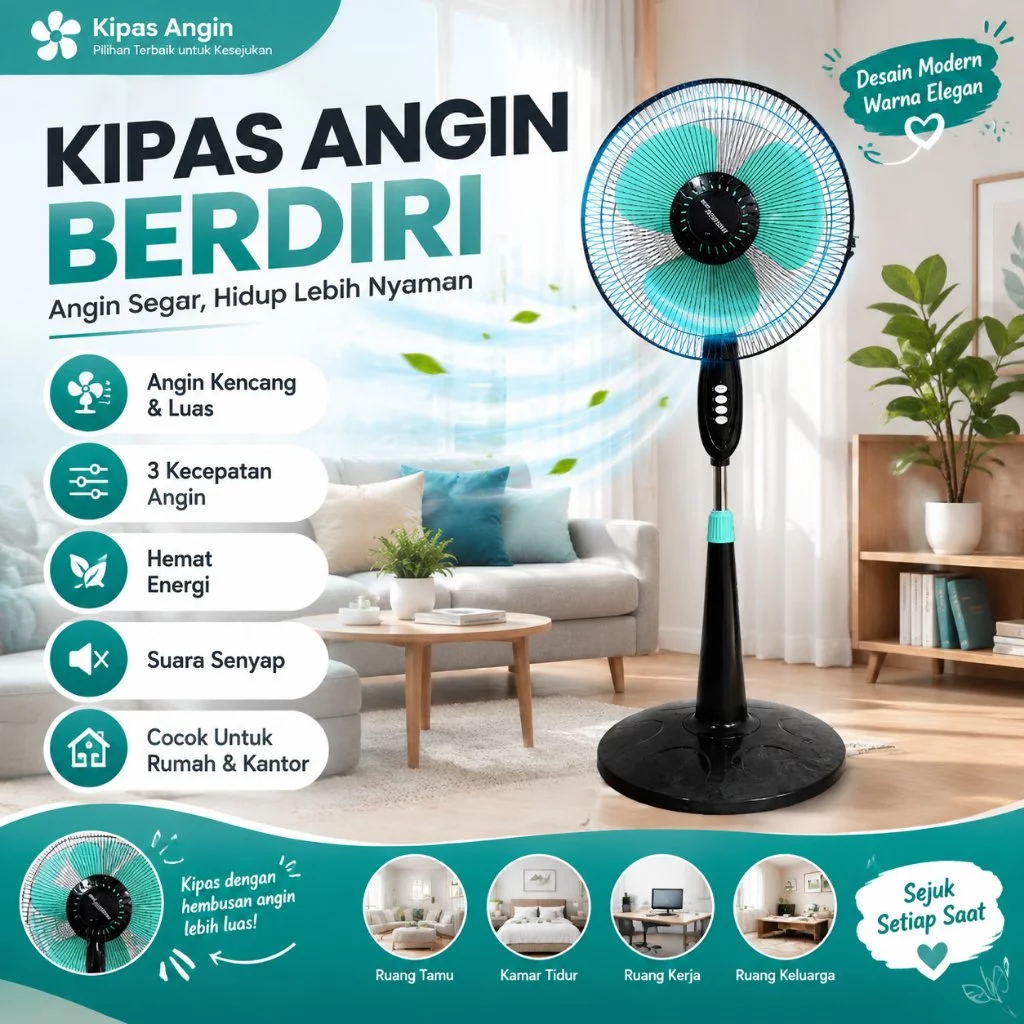 YEEXi Kipas 16 inch Kipas Angin Berdiri Advance Stand Fan Volume udara yang besar