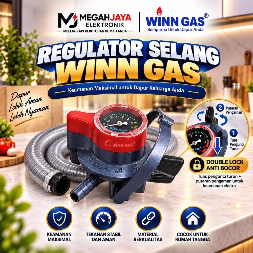 PAKET HEMAT WINN GAS / STARCAM / GASCOMP SUPERLOCK REGULATOR + SELANG GAS LPG DOUBLE LOCK