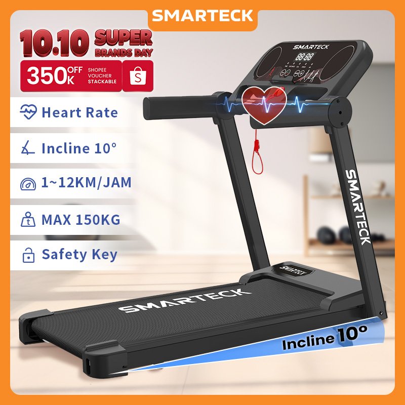 Smarteck Listrik Treadmill SMT02 Incline LED Display Heart Rate Portable Motorized