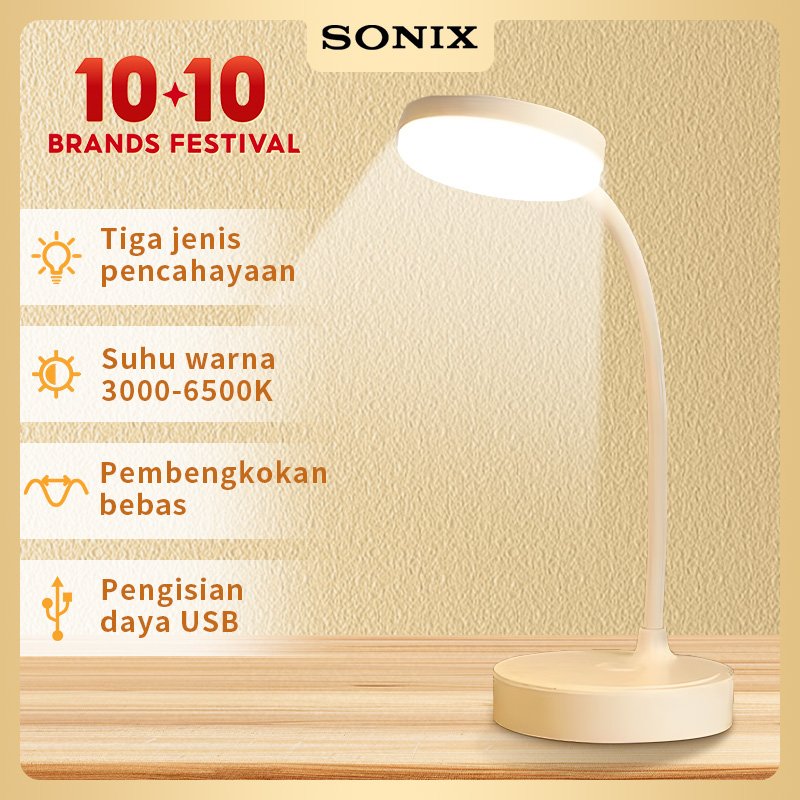 Sonix SLP01 Lampu Belajar Tricolour Sentuh 3 Warna Tempat Pulpen Baca Meja Kerja Duduk