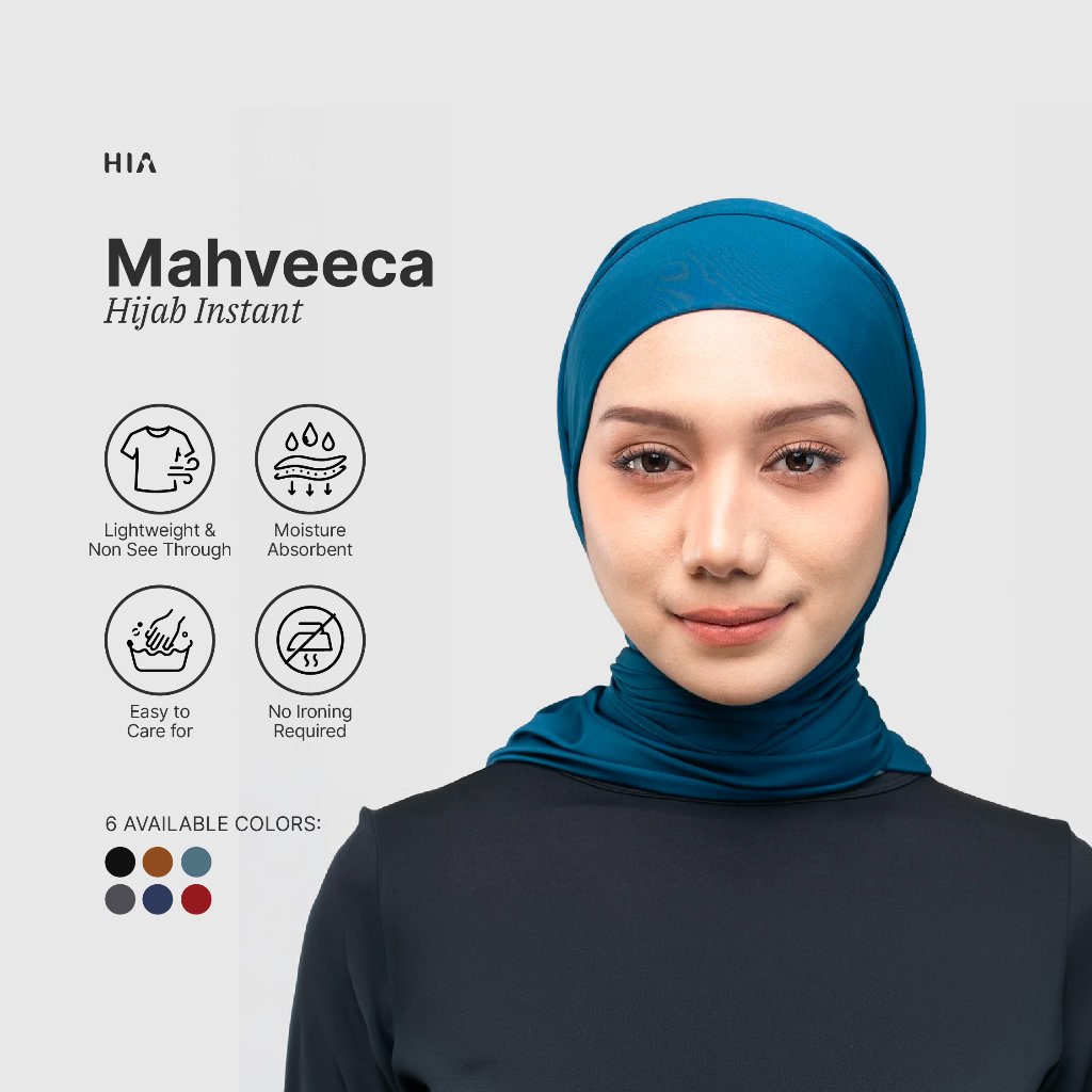 HIA Everywear Mahveeca Sport Hijab Instant Running Bahan Hacktive Fabric