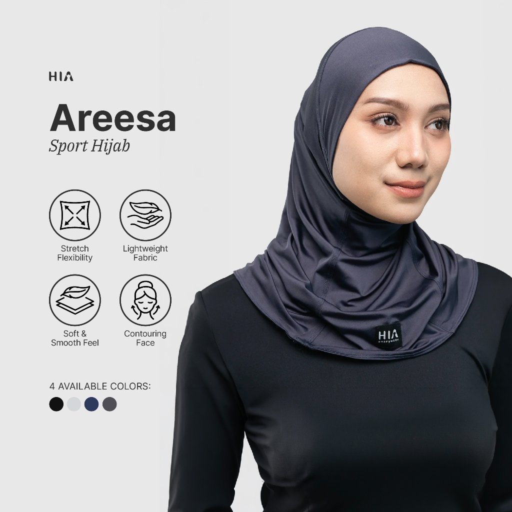 HIA Everywear Areesa Hijab Sport Instan Jilbab Lari Padel Tennis Gym Dry Fit
