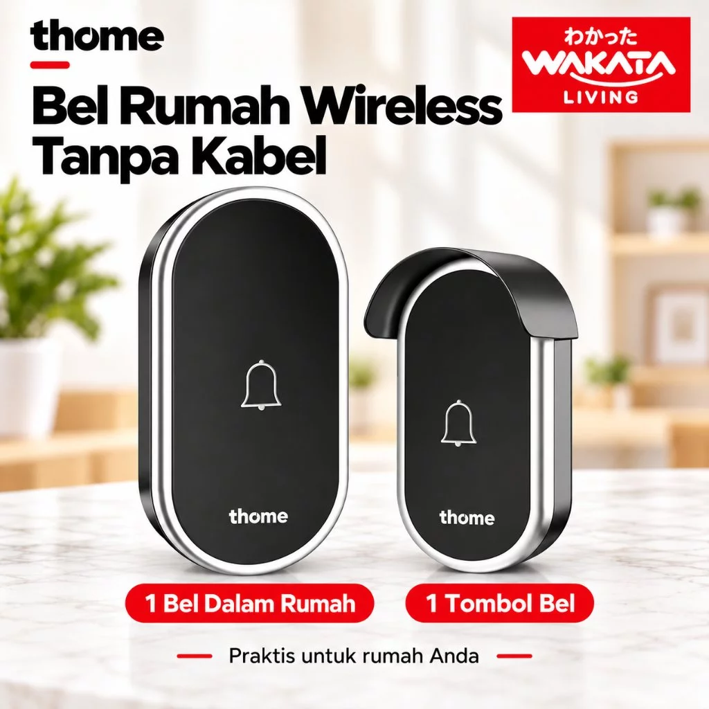 Bel Rumah Wireless Waterproof Tanpa Kabel THOME Door Bell Pintu 1 Receiver