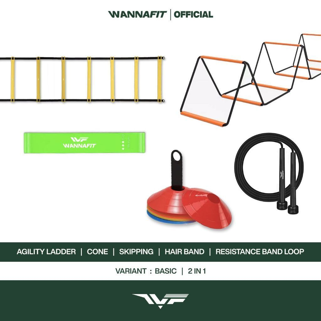 WANNALIFE Paket Agility | Speed Ladder Cone Mangkok Skipping Resistance Band | Alat