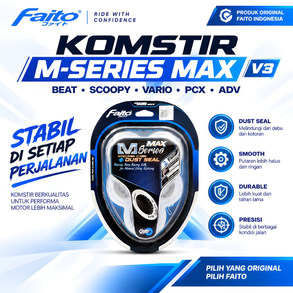 Faito Komstir M-Series Max (V3) ADV PCX Vario Beat Supra GTR Scoopy Stylo Genio Supra X