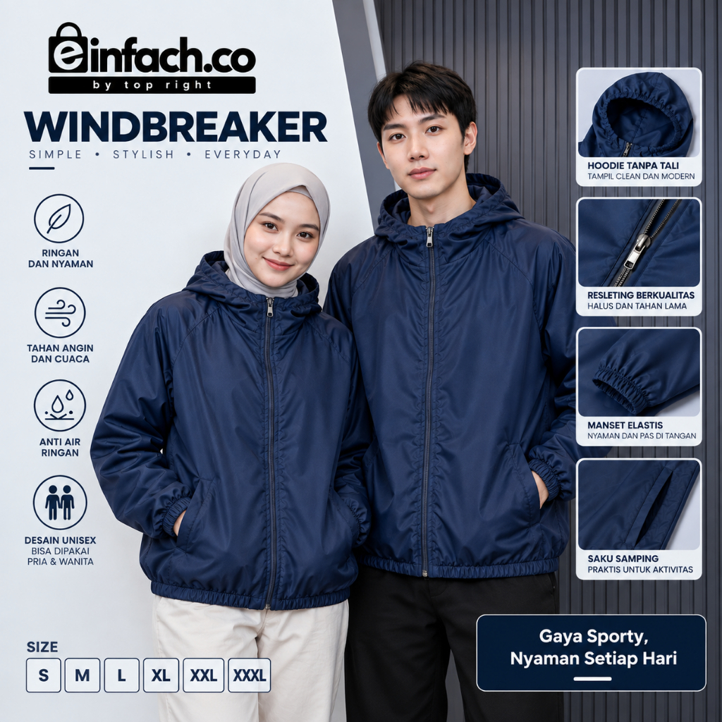 EINFACH - jaket parasut olahraga dan motoran pria dan wanita original 100% (Waterproof