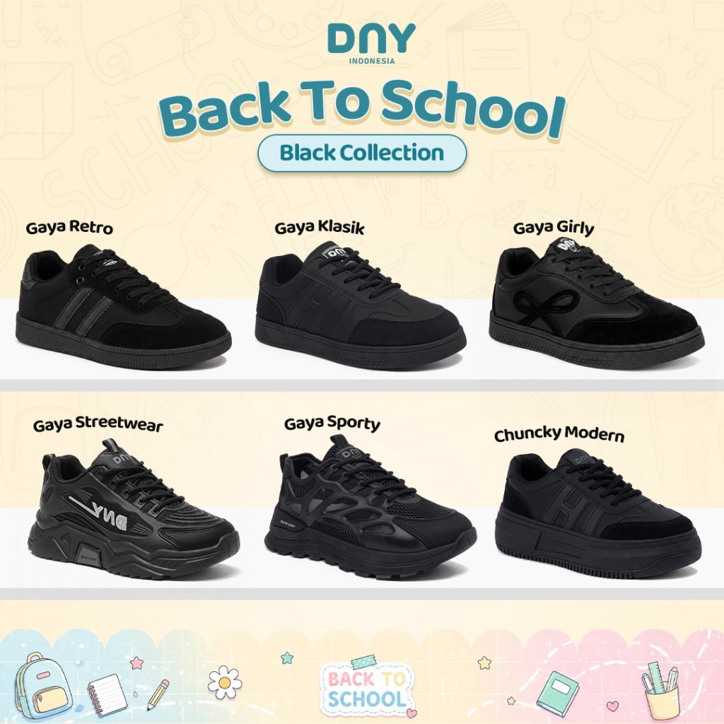 Sepatu DNY Sepatu Sekolah Hitam Sneakers Wanita Sport Shoes Back To School Casual Unisex