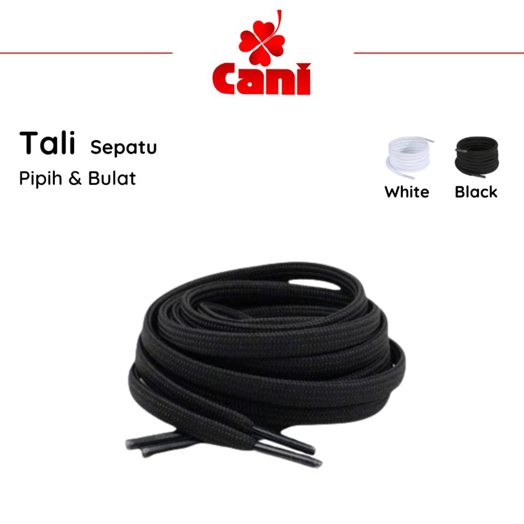 (GAJIAN SALE) Cani Tali Sepatu Pipih | Bulat Warna Hitam Premium Murah Panjang 1 Meter