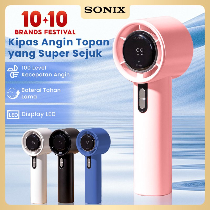 Sonix Mini Portable Fan SF11 Handheld Turbo Fan 100 Adjustable Wind Speed Levels LED