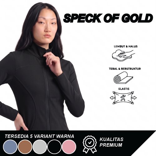 SPECK OF GOLD - Jaket Olahraga Anti Uv Wanita Polos Lengan Panjang Untuk Yoga/Gym/Fitness