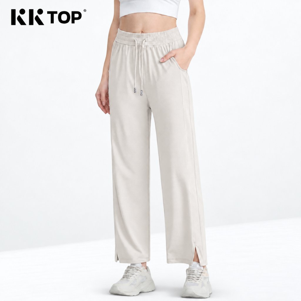 KKTOP-Celana Kulot Wanita Casual Olahraga High Waist Celana Lurus Sporty Daily Pants(X003)