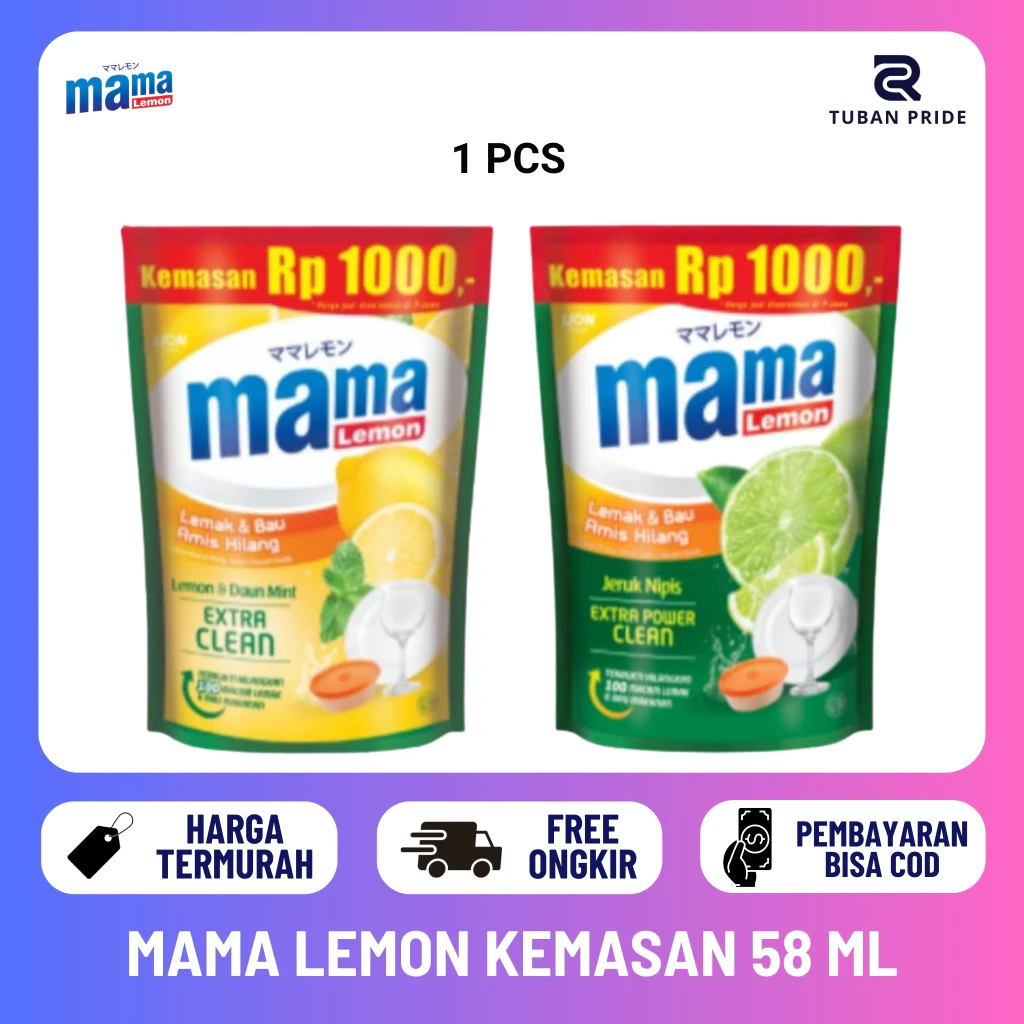 [TP] Mama Lemon Pouch Kemasan 1000an Isi 58 Ml Sachet Pencuci Piring Charcoal Pouch Lime