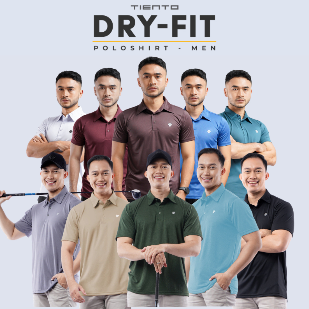 Tiento Pakaian Olahraga Golf Pria Polo Shirt Dry Fit Men Baju Tenis Sport Kaos Kerah
