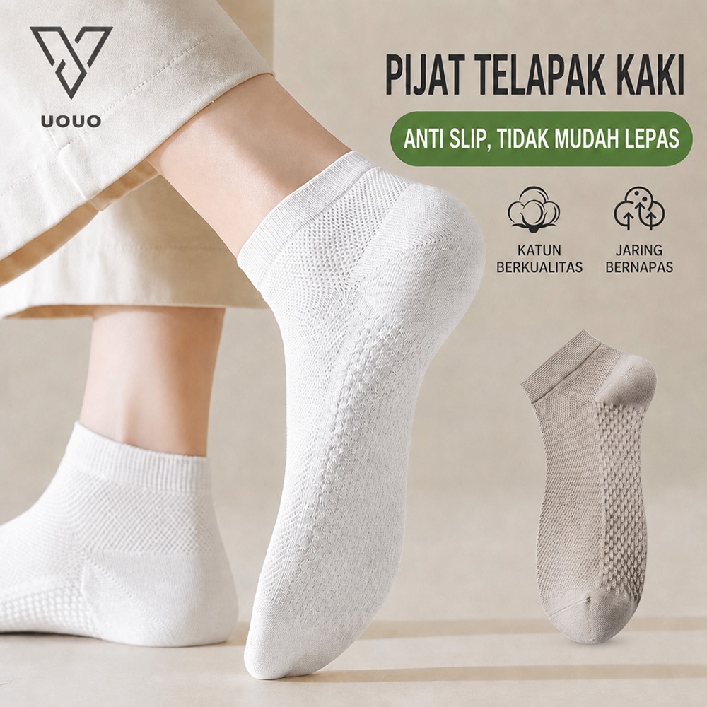 UOUO kaos kaki pendek polos premium unisex wanita pria kaos kaki pendek mata kaki