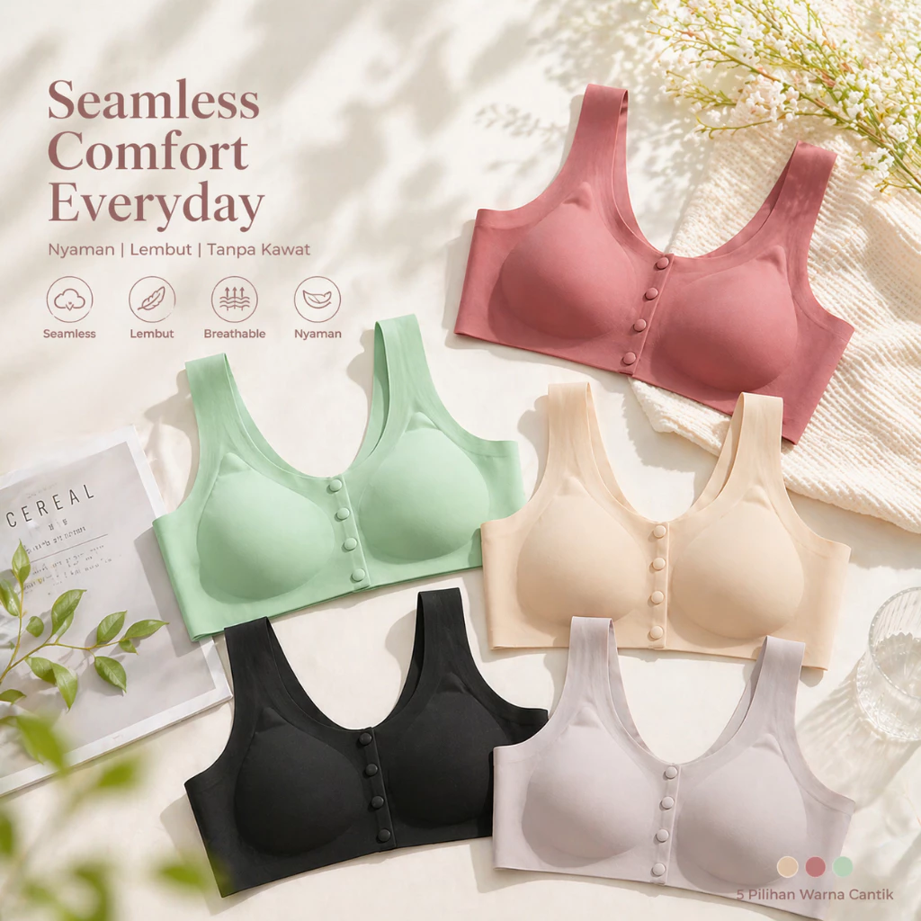 POLINI Bra Menyusui Seamless Tanpa Kawat Busa Bisa Lepas Pasang 8815