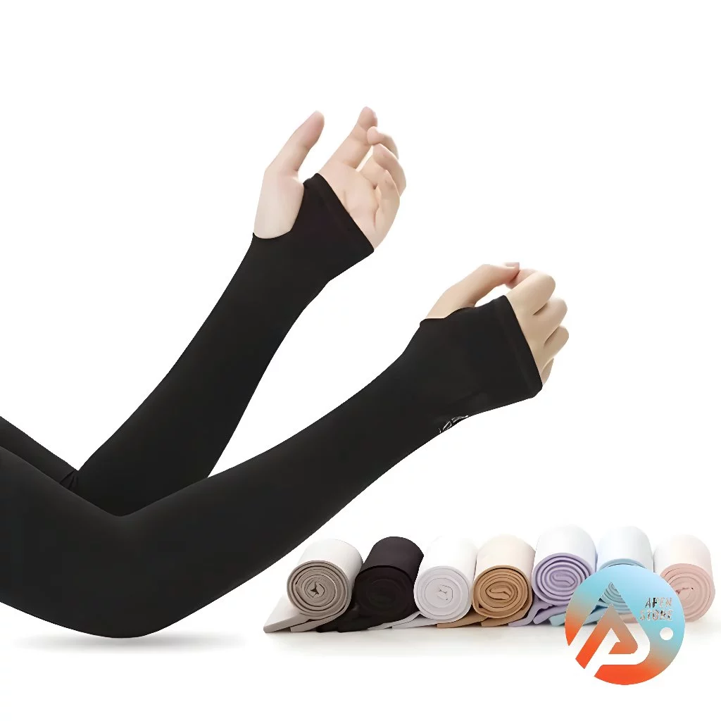 APEN Manset Tangan Anti Sinar UV Handsock Lengan Panjang Polos Elastis Jempol Wanita Pria