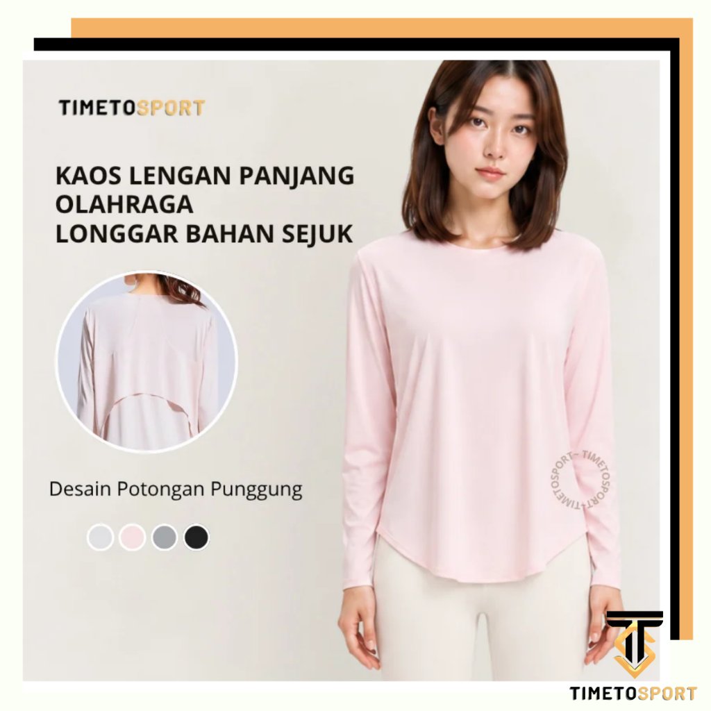 TIMETOSPORT Kaos Baju Atau Atasan Olahraga Wanita Lengan Panjang Kaos Long Sleeve T-Shirt